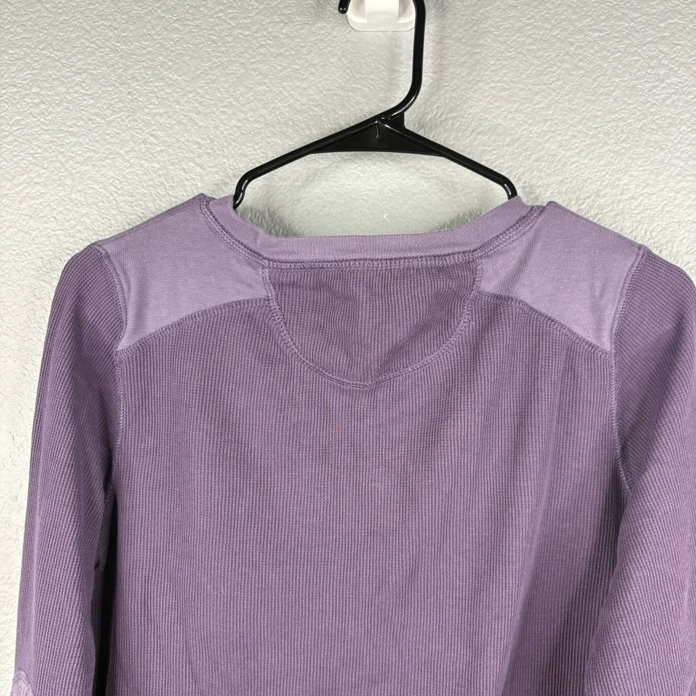Eddie Bauer Women's Purple Henley Waffleweave Longsleeve - Picture 7 of 10